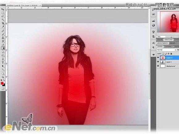 Photoshop打造柔美的红光潮流人物海报网页教学网