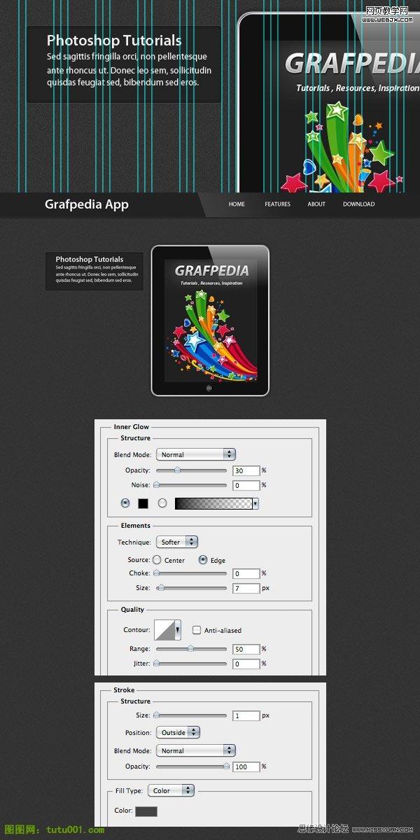 PS设计网页教程:绘制ipad主题宣传单页网页_webjx.com