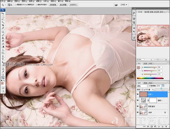Photoshop照片调色:梦幻而暧昧的柔粉色_webjx.com