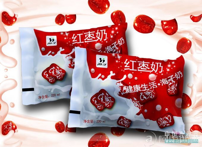 Photoshop鼠绘教程：绘制袋装红枣牛奶海报效果_爱易学习网